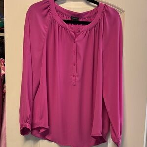 Talbots Women's Fuchsia Henley-Style Long Sleeve Blouse